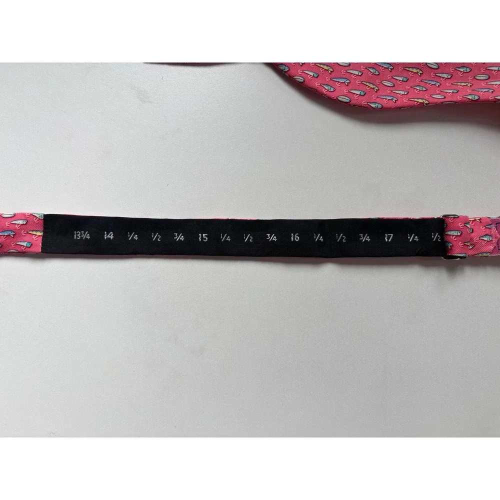 Vineyard Vines Pink Fishing Lure Silk Self‎ Tie Bow Tie Adjustable USA